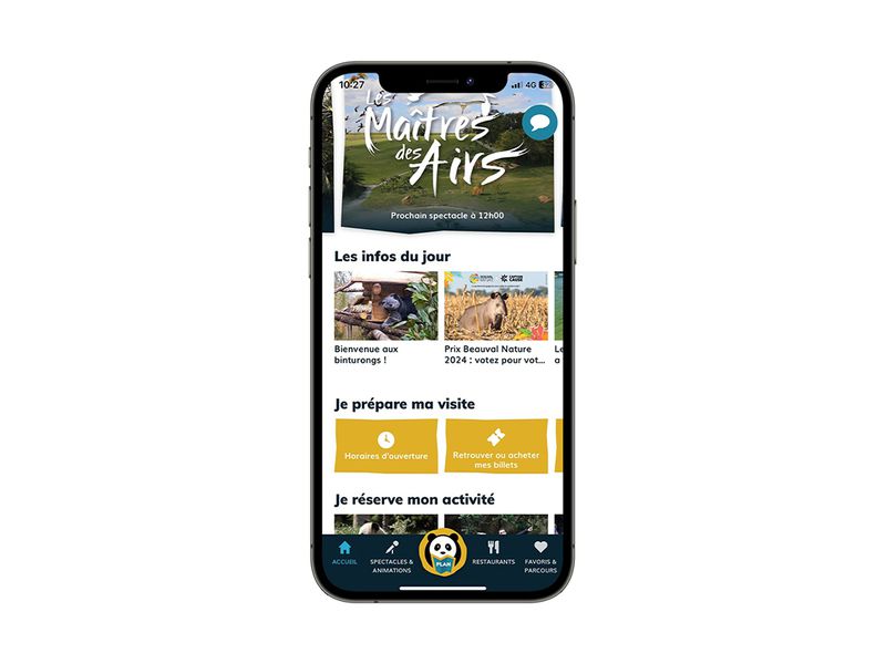Page d'accueil - Application mobile du ZooParc de Beauval